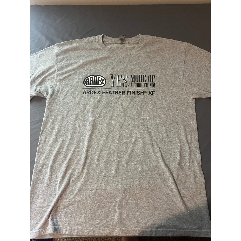 Ardex Feather Finish XF T-Shirt Mens Large Gray Gildan DryBlend Promo Work Tee